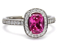2 CT 925 Sterling Silver Pink Sapphire Cushion Cut Diamond Unique Engagement Halo Ring