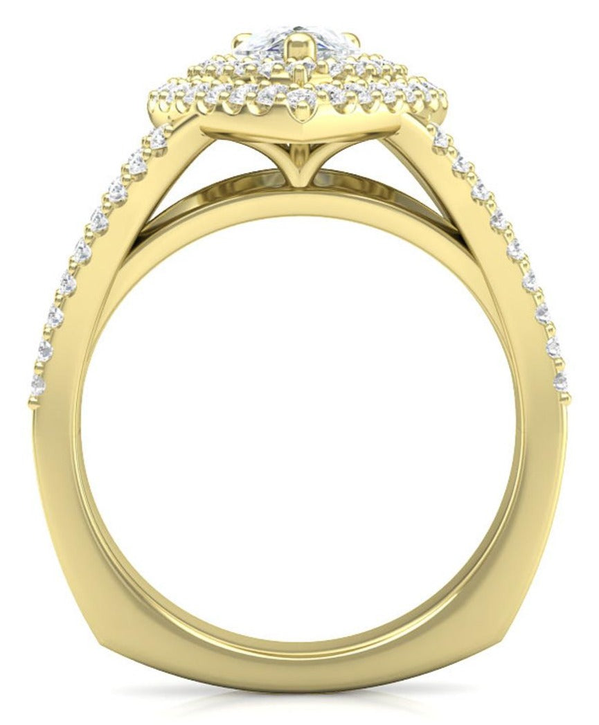 1 CT 925 Sterling Silver Pear Cut Diamond Anniversary Wedding Halo Ring