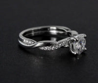 1 CT 925 Sterling Silver Round Cut Diamond Engagement Band Ring