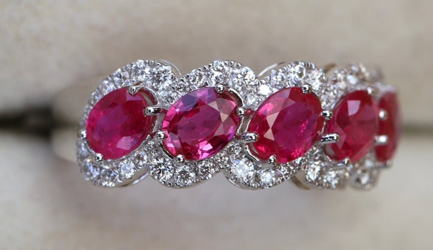2 CT Oval Cut Red Ruby Diamond 925 Sterling Silver Women Wedding Engagement Band Ring