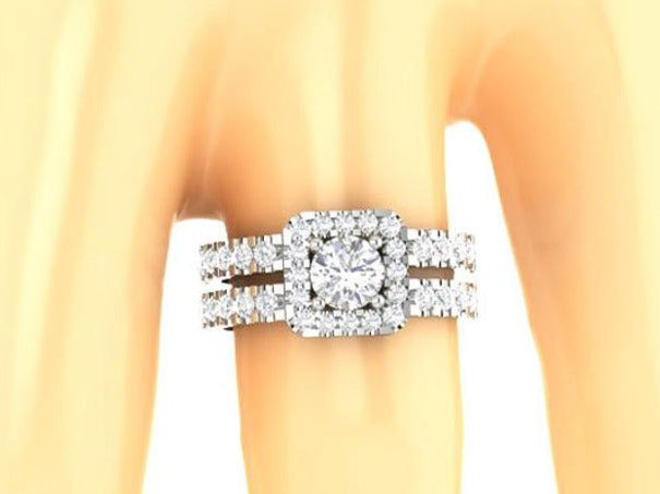 2 CT Round Cut Diamond 925 Sterling Silver Solitaire Halo Anniversary Ring