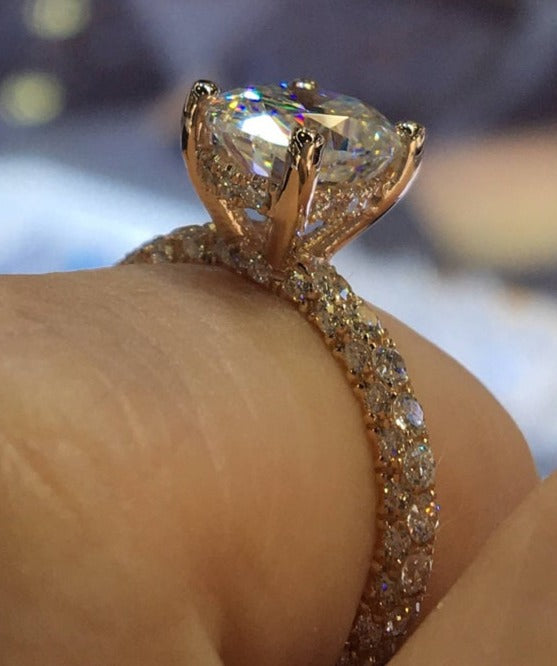 2 CT 925 Sterling Silver Oval Cut Diamond Wedding Anniversary Halo Ring