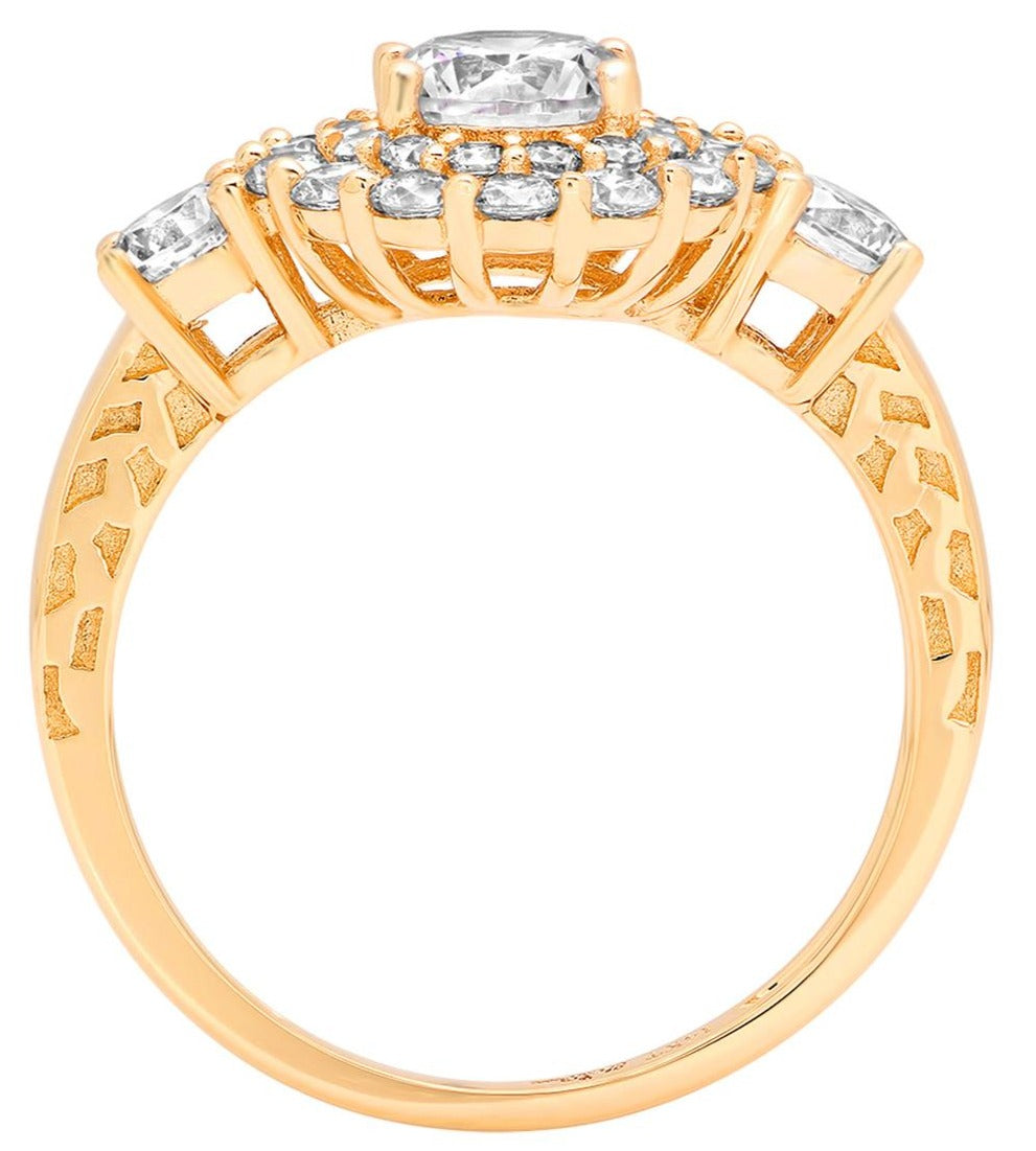 1 CT Round Cut Diamond 925 Sterling Sliver Unisex Anniversary Halo Promise Band Ring