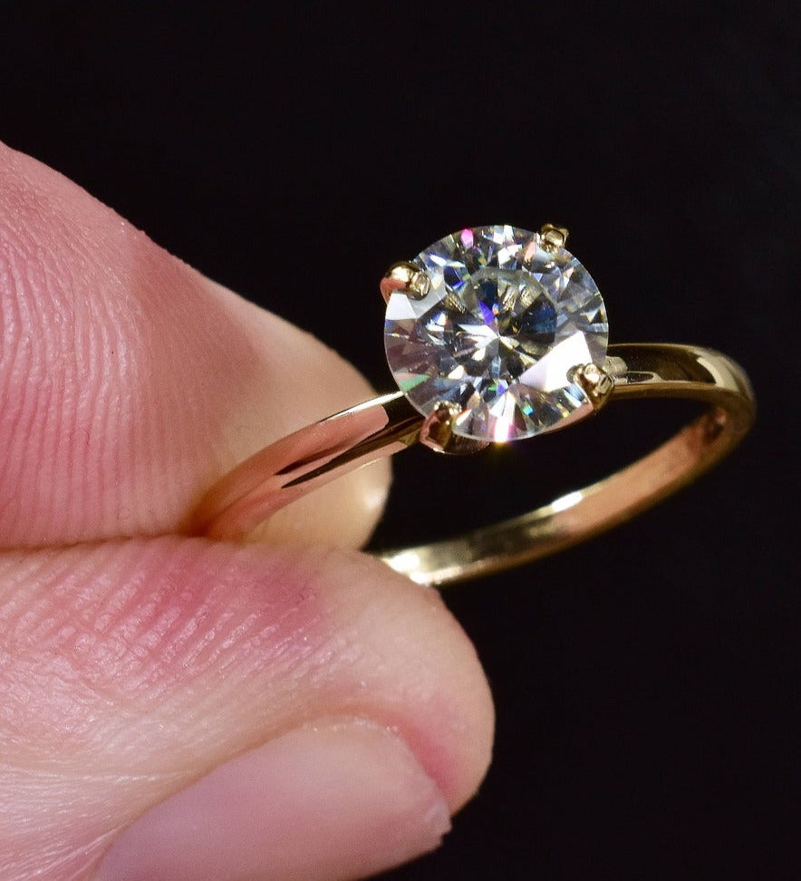 1 CT 925 Sterling Silver Round Cut Diamond Solitaire Anniversary Ring