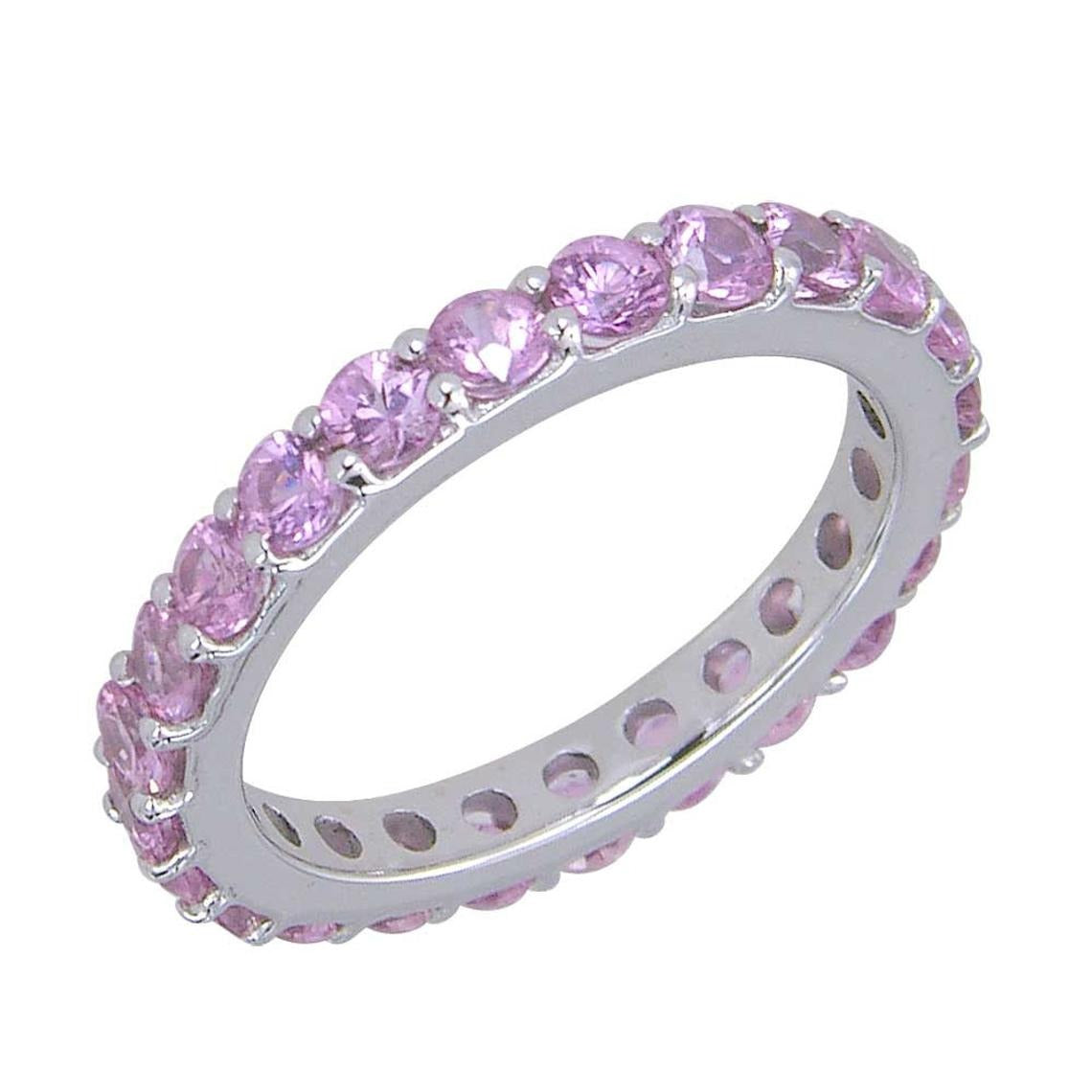 1 CT Round Cut Pink Sapphire 925 Sterling Silver Women Anniversary Band Ring Gift For Her - atjewels.in