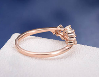 0.75 CT Round Cut White Diamond Rose Gold Over On 925 Sterling Silver Cluster Wedding Band Ring