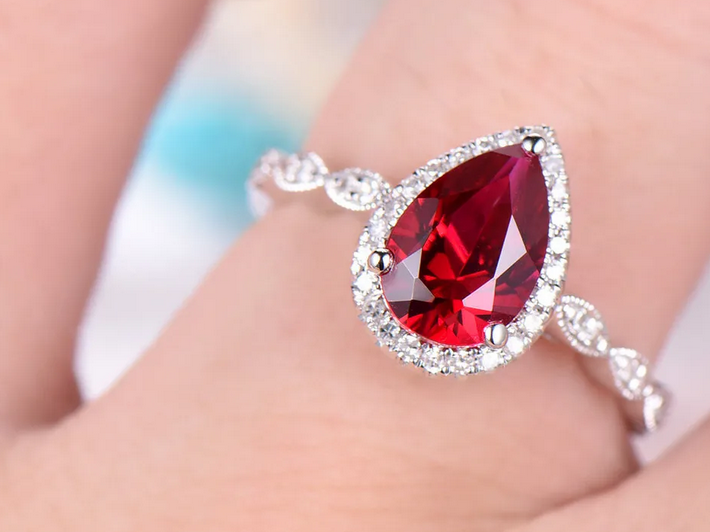 14k White Gold Trillion Cut Dark Red Ruby Contemporary Ring Set in Bypass  Shoulders – Y660 | James McHone Jewelry