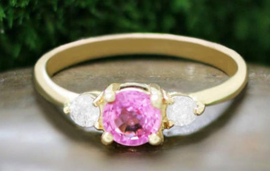 1 CT Round Cut Pink Sapphire Diamond 925 Sterling Sliver Women Engagement Wedding Ring