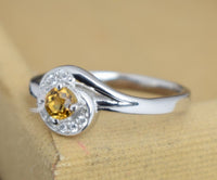 0.25 CT Round Cut Citrine Yellow Diamond 925 Sterling Silver Engagement Ring Mother's Day Gift