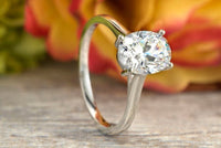 1 CT 925 Sterling Silver Oval Cut Diamond Women Solitaire Engagement Ring