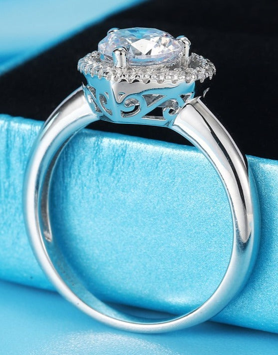 1 CT Round Cut Diamond 925 Sterling Silver Unisex Engagement Heart Shape Gift Ring