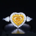 2.75 Ct Heart & Round Cut Yellow Citrine 925 Sterling Silver Love Ring In 925 Sterling Silver
