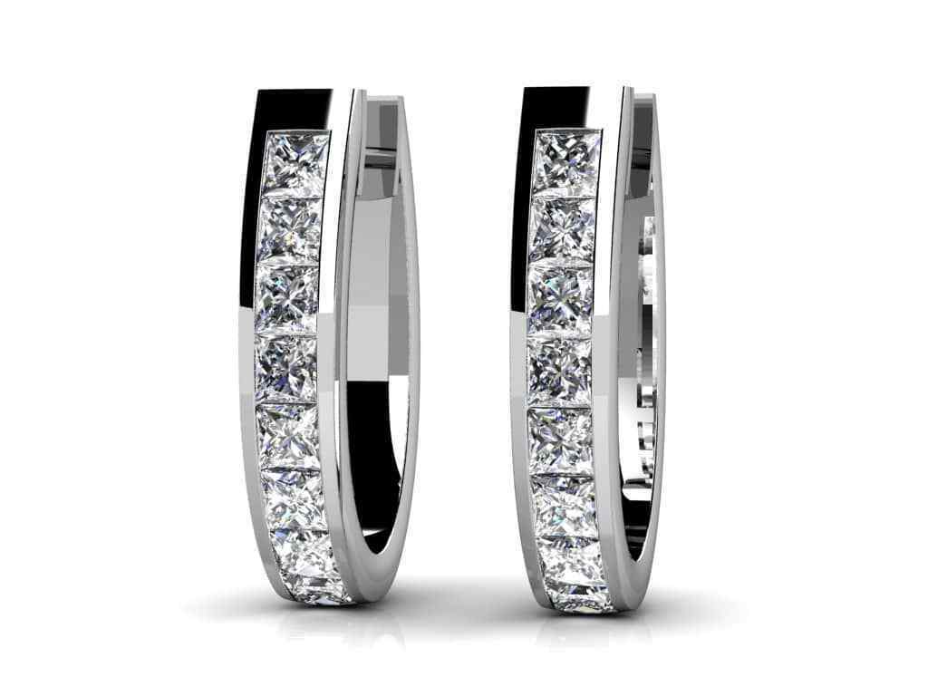 2 Ct Princess Cut Diamond 925 Sterling Silver Channel Set Wedding Hoop Earrings - atjewels.in