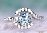 1 CT Round Cut Aquamarine White Gold Over On 925 Sterling Silver Bypass Engagement Ring