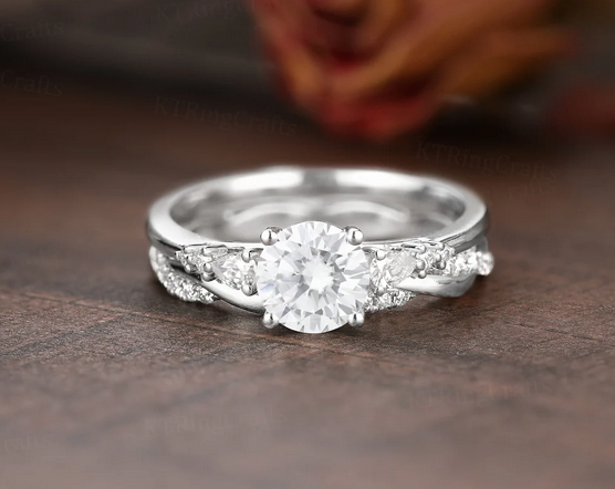 silver ring bridal zircon diamond elegant engagement wedding band ring  stainless steal rings - Walmart.com