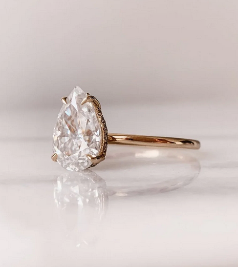 3 CT Pear Cut Rose Gold Over On 925 Sterling Silver Solitaire Anniversary Ring