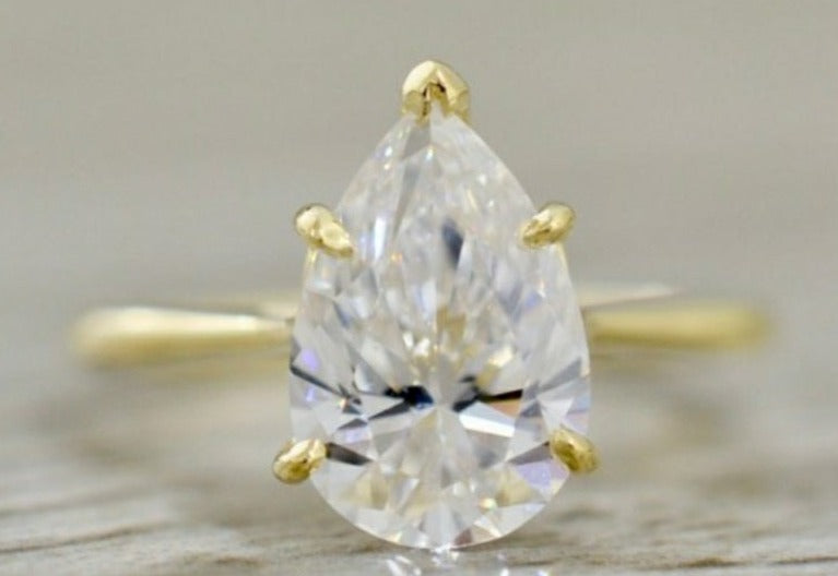 2 CT Pear Cut Diamond 925 Sterling Silver Solitaire Women Anniversary Wedding Ring Gift For Her