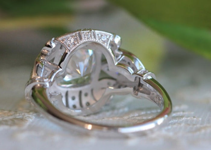 1 CT 925 Sterling Silver Cushion Cut Diamond Women Anniversary Ring