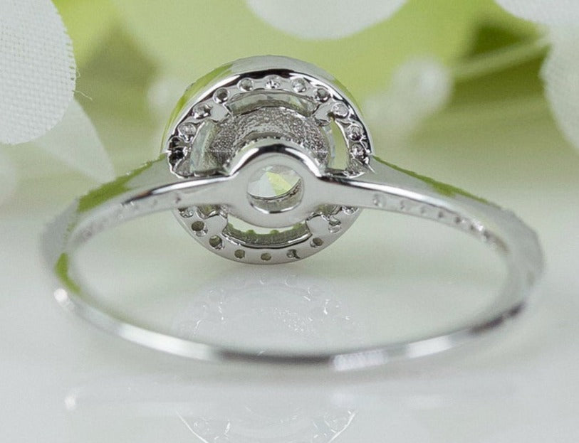 1 CT Round Cut White Cubic Zirconia Diamond 925 Sterling Silver Women Halo Anniversary Ring