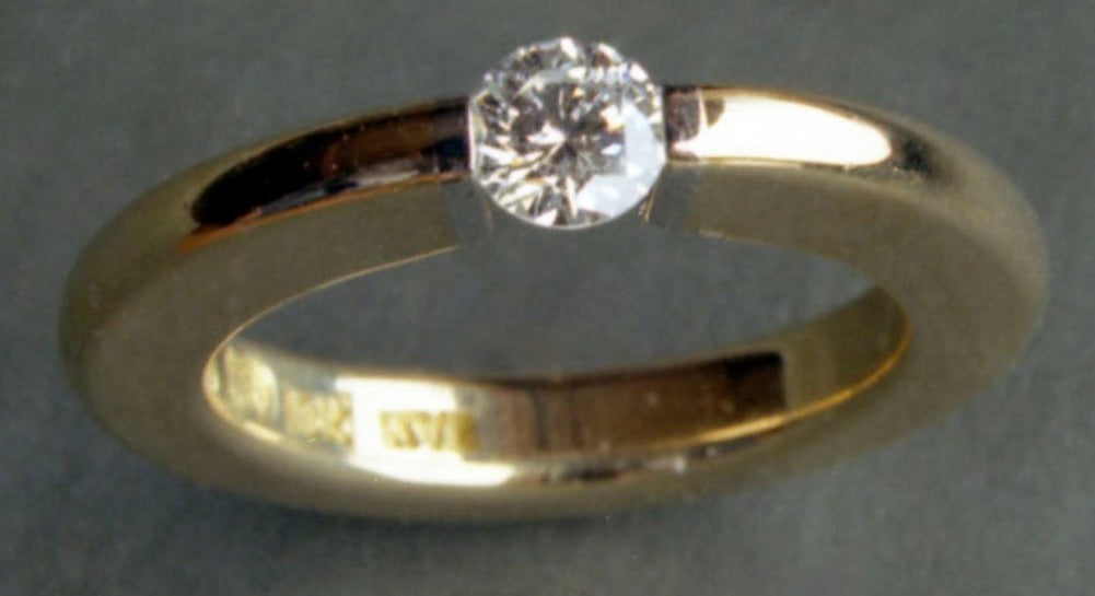 0.20 CT Round Cut Diamond Yellow Gold Over 925 Sterling Sliver Women Anniversary Solitaire Ring