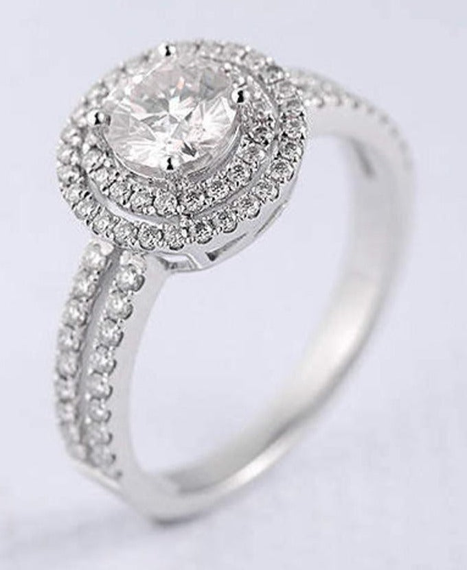 1 CT Round Cut Diamond 925 Sterling Sliver Unique Engagement Halo Ring Gift For Her