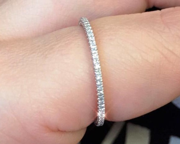 0.20 CT Round Cut Diamond 925 Sterling Silver Wedding Anniversary Band Ring