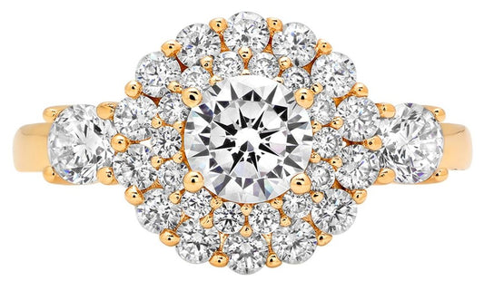 1 CT Round Cut Diamond 925 Sterling Sliver Unisex Anniversary Halo Promise Band Ring