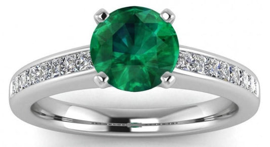 1 CT Round Cut Emerald Green Diamond White Gold Over 925 Sterling Sliver Women Anniversary Halo Ring - atjewels.in