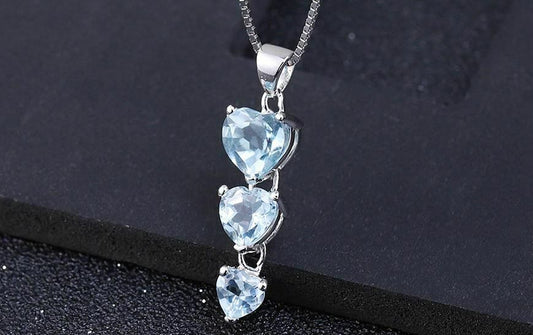 3.25 Ct Heart Cut Blue Aquamarine Love Heart Women's Pendant In 925 Sterling Silver