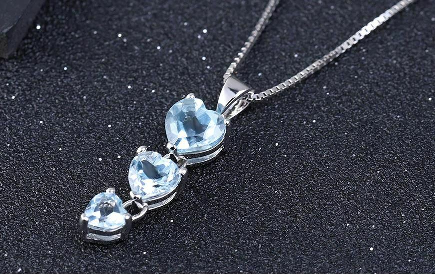 3.25 Ct Heart Cut Blue Aquamarine Love Heart Women's Pendant In 925 Sterling Silver