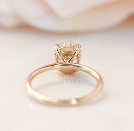 1 CT Oval Cut Diamond Rose Gold Over On 925 Sterling Silver Under Halo Engagement Ring