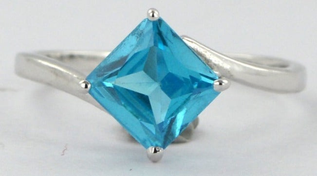 2 CT Princess Cut Blue Topaz Diamond 925 Sterling Sliver Women Solitaire Anniversary Bypass Ring Birthday Gift For - atjewels.in