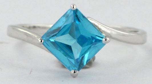 2 CT Princess Cut Blue Topaz Diamond 925 Sterling Sliver Women Solitaire Anniversary Bypass Ring Birthday Gift For - atjewels.in