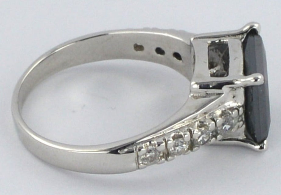 2 CT Princess Cut Black Cubic Zirconia Diamond 925 Sterling Silver Men Engagement Halo Ring