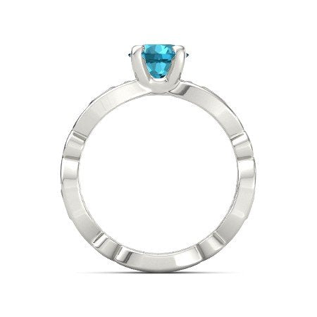 atjewels 14K White Gold Over Sterling Blue Topaz and White CZ Solitaire Engagement Ring For Women's MOTHER'S DAY SPECIAL OFFER - atjewels.in