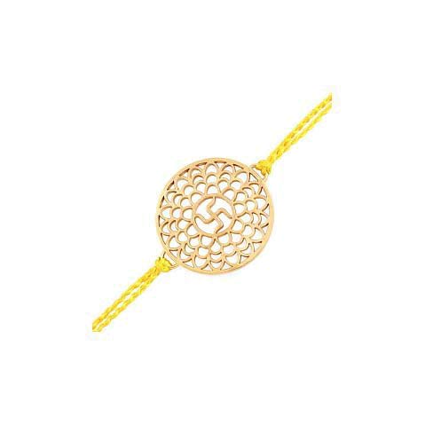 atjewels 14K Yellow Gold Over .925 Sterling Silver Swastik Rakhi MOTHER'S DAY SPECIAL OFFER - atjewels.in