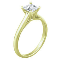 14k Yellow Gold Over .925 Silver Princess Zirconia Solitaire Engagement Ring MOTHER'S DAY SPECIAL OFFER - atjewels.in