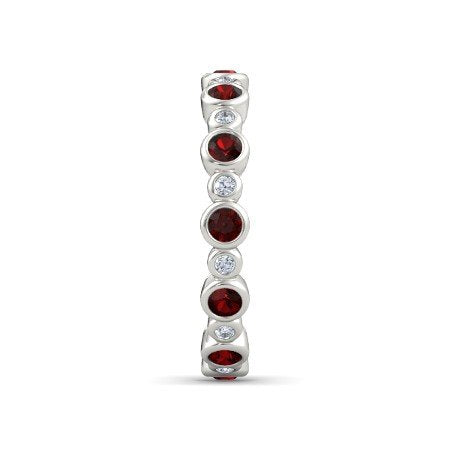 Red Garnet and White 14k White Gold Over .925 Sterling Seed & Pod Eternity Band Ring MOTHER'S DAY SPECIAL OFFER - atjewels.in