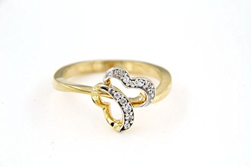 atjewels Yellow Gold Plated On 925 Sterling Silver Round Cut 0.19 CT 14K Solid With White Cubic Zirconia Beautiful butterfly rings MOTHER'S DAY SPECIAL OFFER - atjewels.in