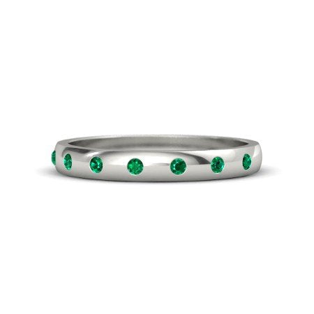 White Gold Plated on 925 Sterling Round Cut Green Emerald Band Ring For Women MOTHER'S DAY SPECIAL OFFER - atjewels.in