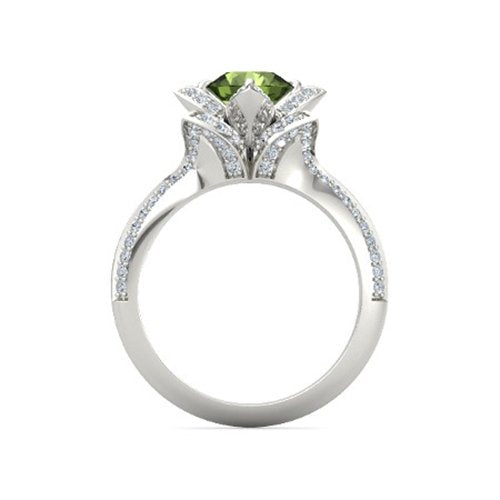 atjewels 925 Sterling Silver Round Cut Multi-Color Gemstone With White Czubic Zircon Lotus Ring For Women's MOTHER'S DAY SPECIAL OFFER - atjewels.in