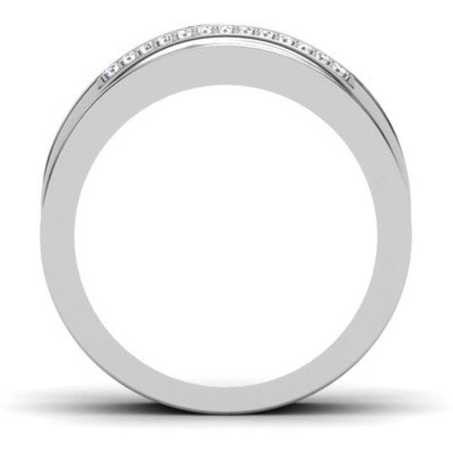 atjewels 14K White Gold Over Sterling White CZ Wedding Band Ring for Women's MOTHER'S DAY SPECIAL OFFER - atjewels.in