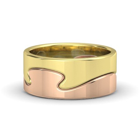 atjewels 14K Two Tone Gold Over .925 Sterling Silver Wave Band Ring MOTHER'S DAY SPECIAL OFFER - atjewels.in