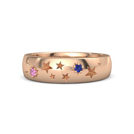 atjewels 14K Rose Gold Over .925 Sterling Silver Round XCut Shapphire Star Band Ring MOTHER'S DAY SPECIAL OFFER - atjewels.in