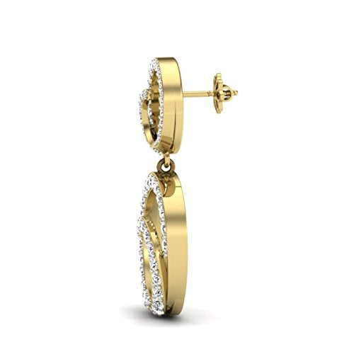 atjewels 14K Yellow Gold Over on .925 Sterling Silver White Simulated Diamond Dangle and Drop Earrings For Women's MOTHER'S DAY SPECIAL OFFER - atjewels.in