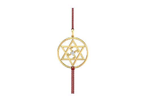 atjewels 14K Yellow Gold Over .925 Sterling Silver Round Cut White Cubic Zirconia Swastik With Star Rakhi MOTHER'S DAY SPECIAL OFFER - atjewels.in
