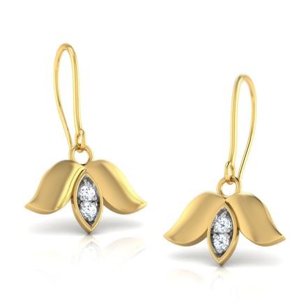 atjewels Round White Zirconia 14K Yellow Gold Over 925 Sterling Lakshmi Lotus Hook Earrings MOTHER'S DAY SPECIAL OFFER - atjewels.in