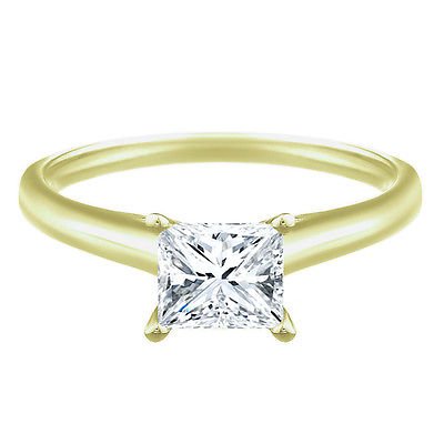 14k Yellow Gold Over .925 Silver Princess Zirconia Solitaire Engagement Ring MOTHER'S DAY SPECIAL OFFER - atjewels.in