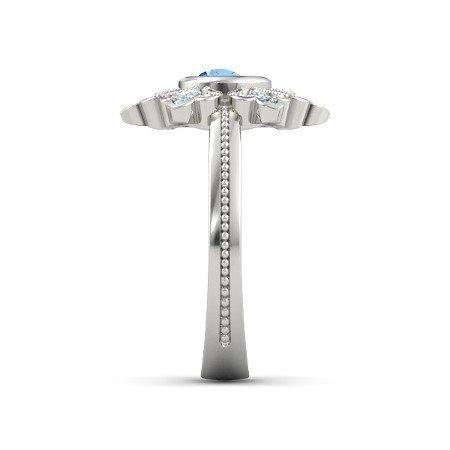 atjewels 18K White Gold On .925 Sterling Aquamarine  Princess E Engagement Ring MOTHER'S DAY SPECIAL OFFER - atjewels.in