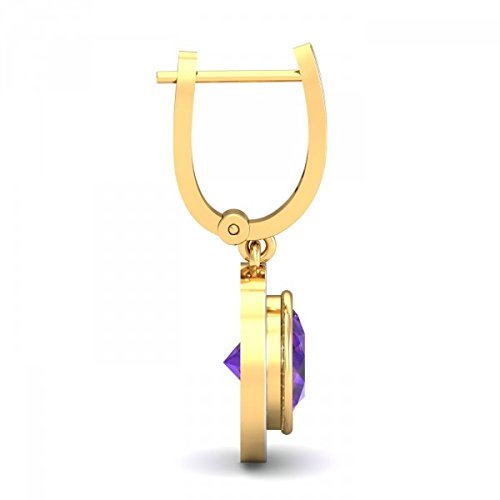 atjewels 14K Yellow Gold Over on .925 Sterling Silver Round Cut amethyst & White CZ Drop Earrings For Women's MOTHER'S DAY SPECIAL OFFER - atjewels.in